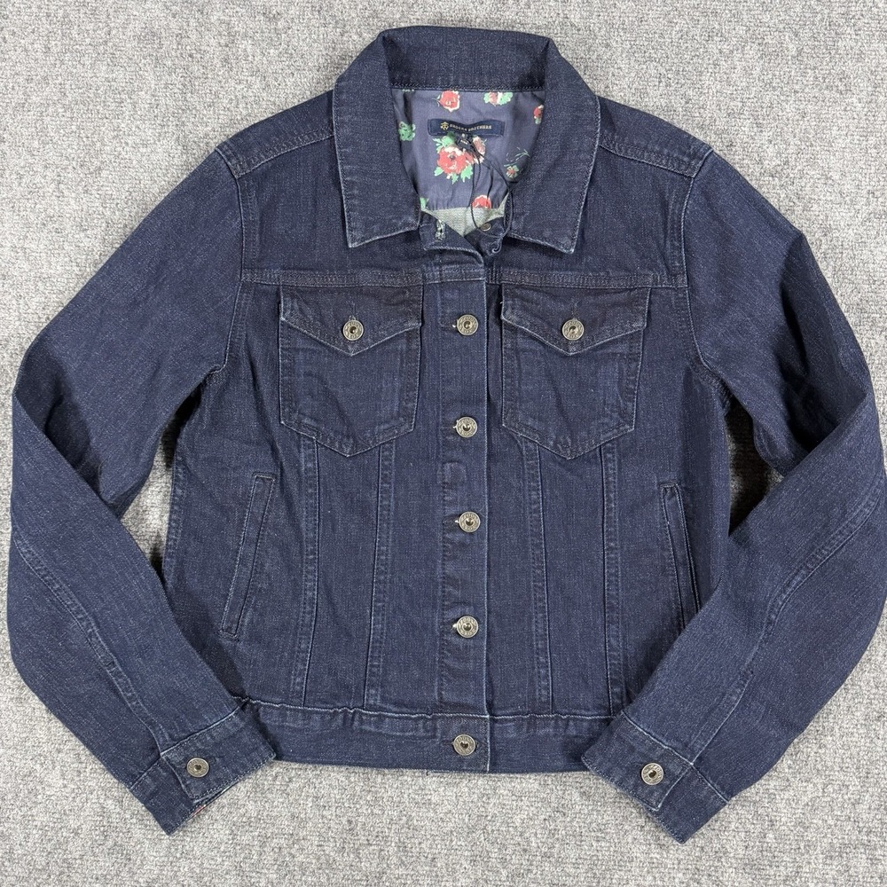 Brooks Brothers Denim Jacket Womens 8 Blue Flap Pockets Trucker Preppy Casual